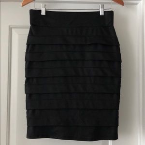 Black stretch pencil skirt